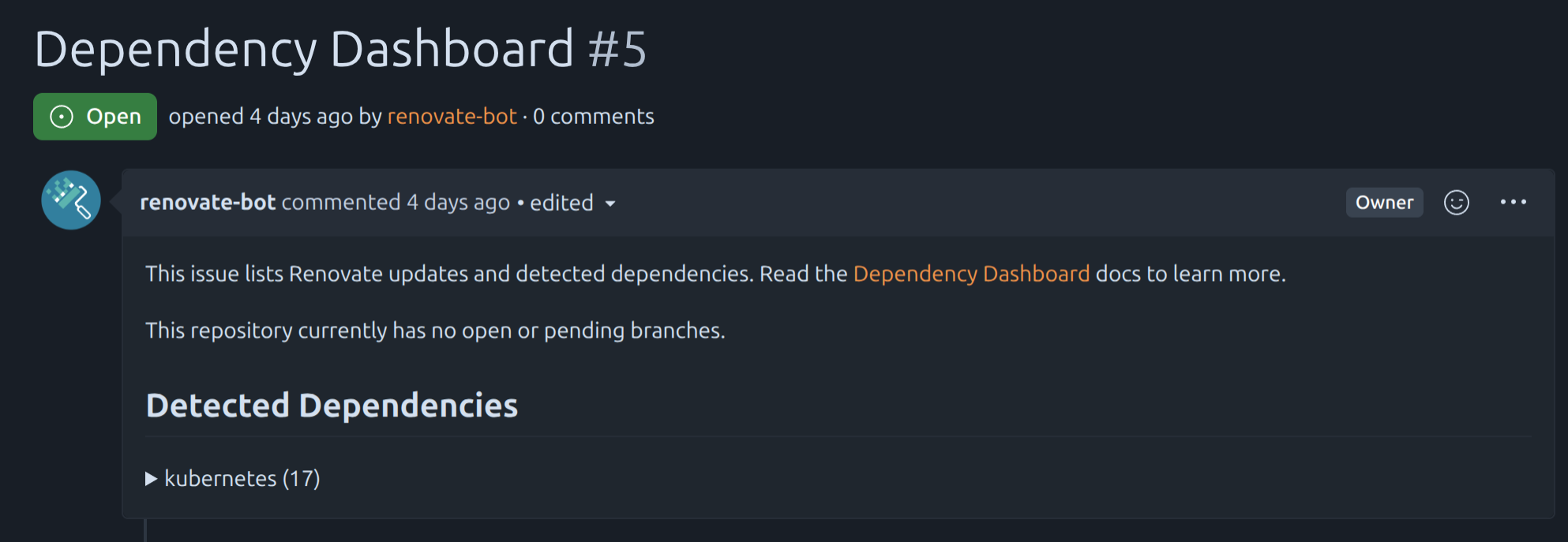 Dependency Dashboard